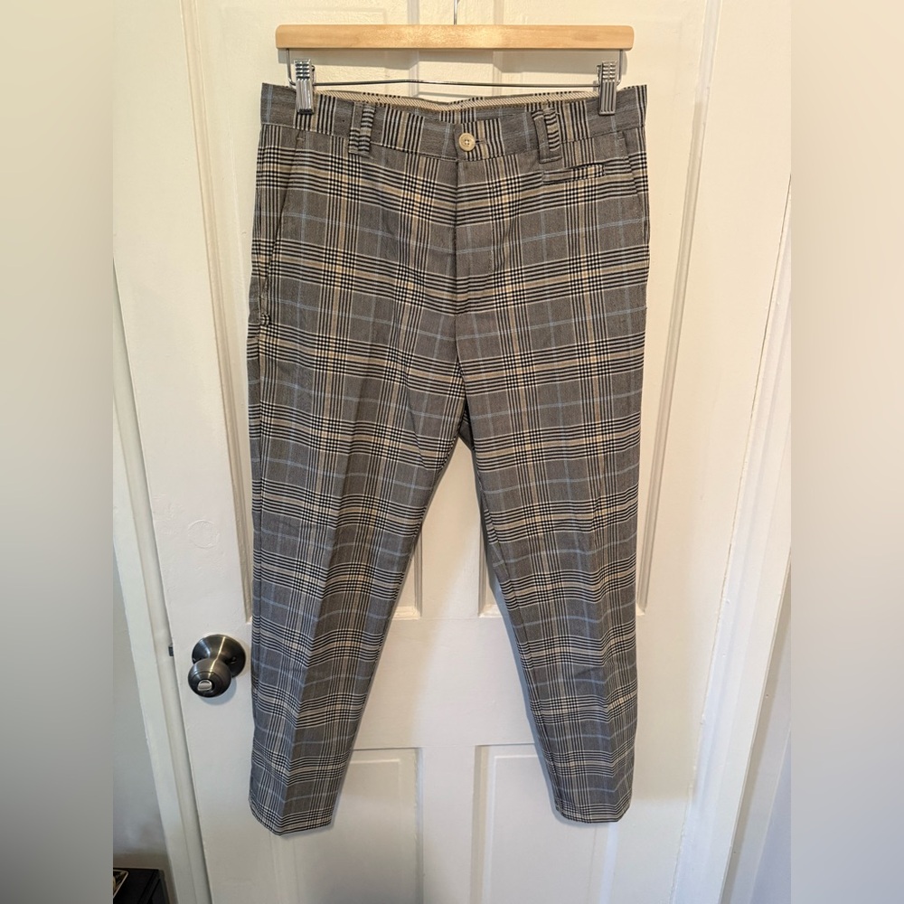 Zara Men's Gray Checkered Dress Pants